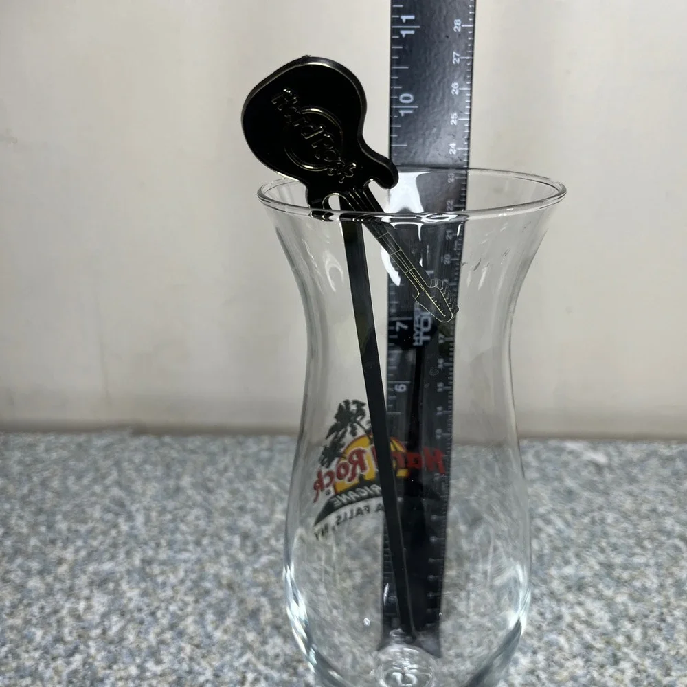 Hard Rock Cafe Hurricane Glass Niagara Falls NY Souvenir with Guitar Stirrer